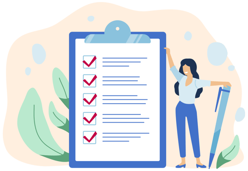Checklist with person